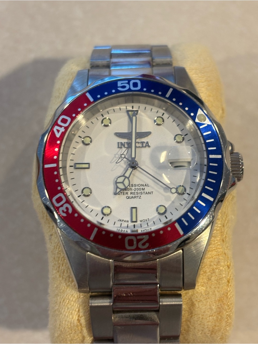 Stainless Steel Diver Watch with Red & Blue Bezel - Unbranded - Picture 5 of 5